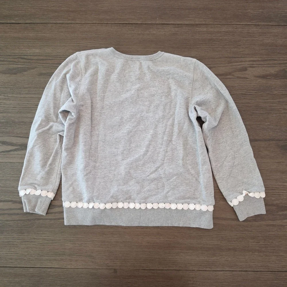 J.Crew Gray Scalloped Eyelet Trim Cotton French Terry Sweatshirt M